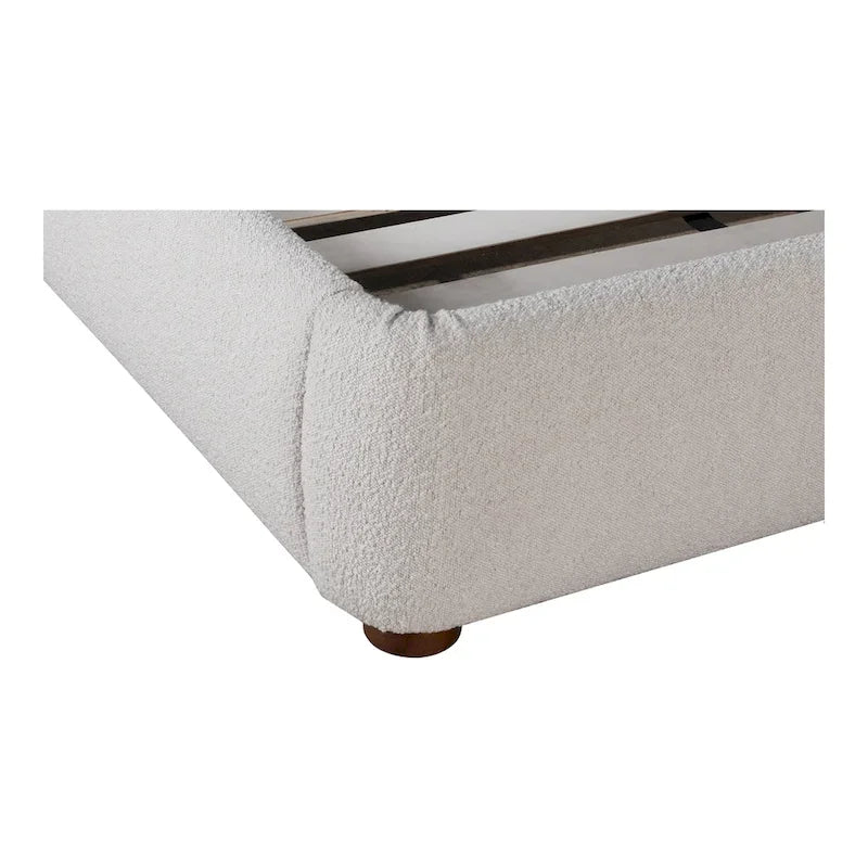 Lit plate-forme moderne incurvé Aurelle Home Collete en tissu couleur avoine