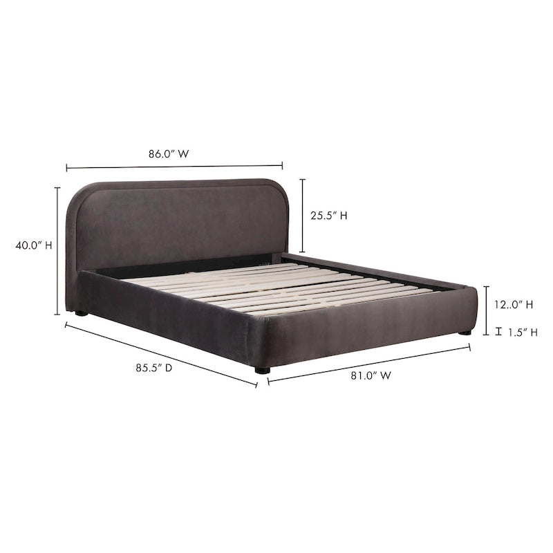 Lit plate-forme moderne incurvé Aurelle Home Collete en tissu couleur avoine