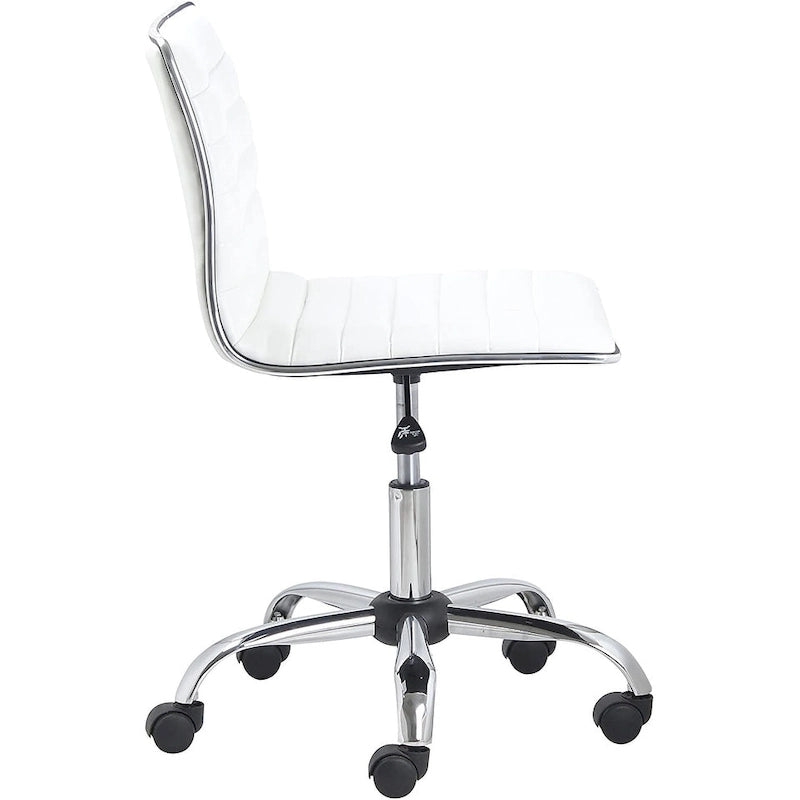Chaise de bureau pivotante sans accoudoirs à dossier mi-haut Carson Carrington Olafsvik en cuir nervuré blanc