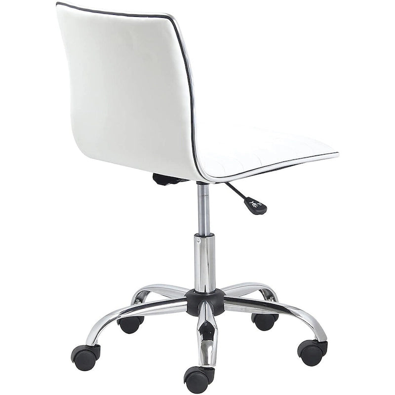 Chaise de bureau pivotante sans accoudoirs à dossier mi-haut Carson Carrington Olafsvik en cuir nervuré blanc