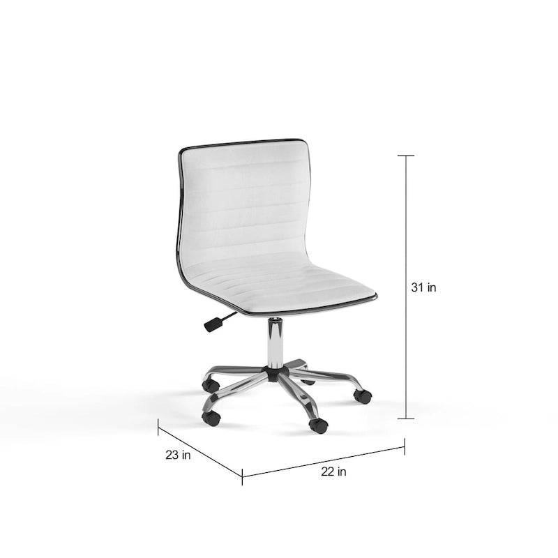 Chaise de bureau pivotante sans accoudoirs à dossier mi-haut Carson Carrington Olafsvik en cuir nervuré blanc
