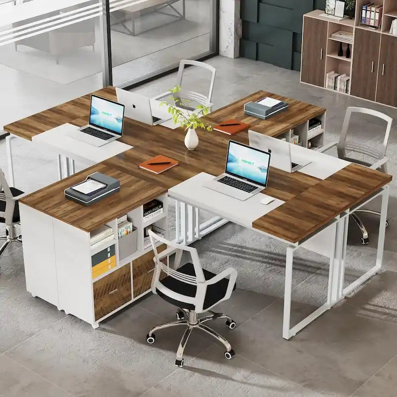 Bureau de direction en L avec classeur