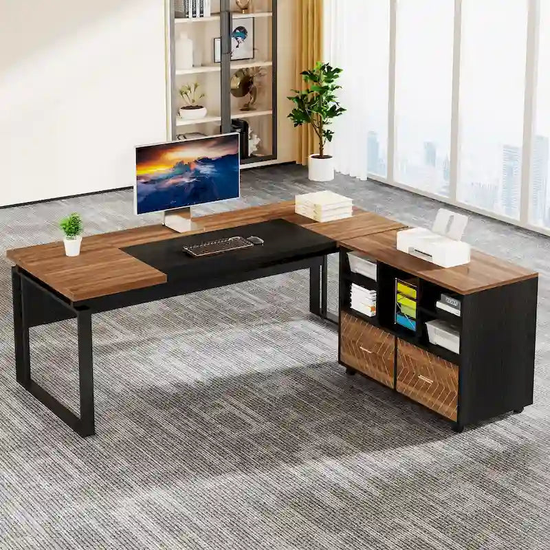 Bureau de direction en L avec classeur