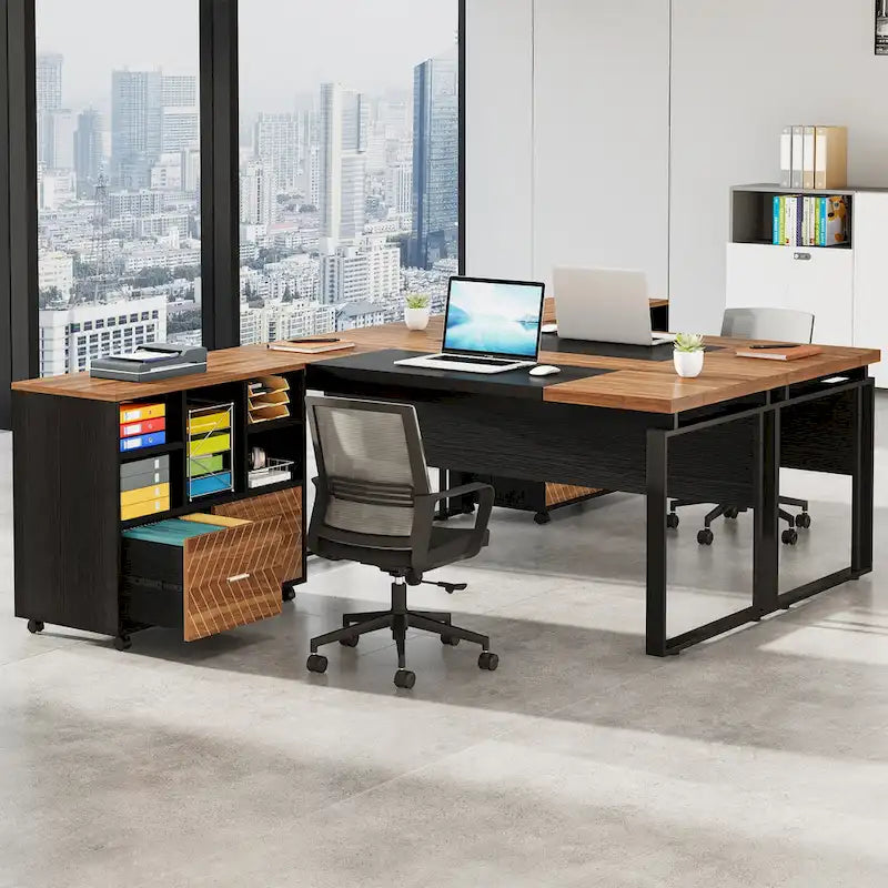 Bureau de direction en L avec classeur