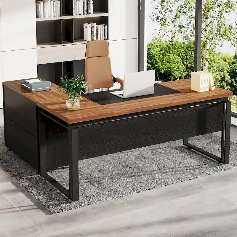 Bureau de direction en L avec classeur