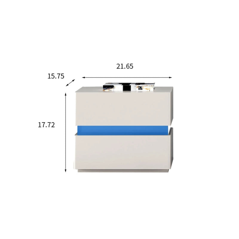 Table de chevet intelligente LED 17,72 H avec station de charge et tiroir pour chambre à coucher en noir/blanc/crème