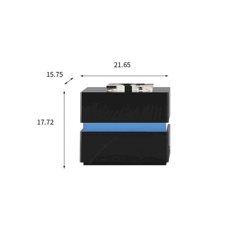 Table de chevet intelligente LED 17,72 H avec station de charge et tiroir pour chambre à coucher en noir/blanc/crème