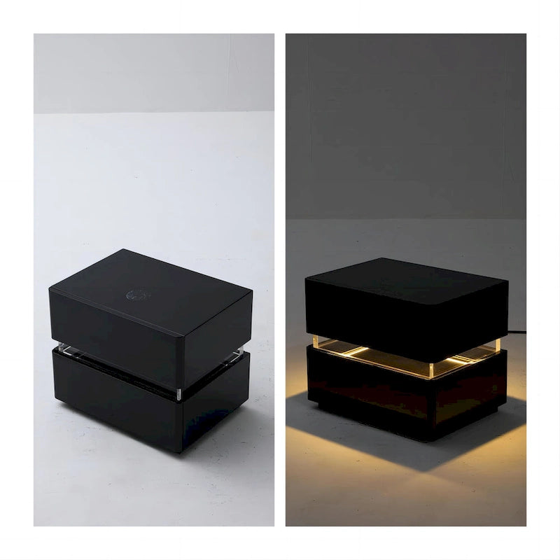 Table de chevet intelligente LED 17,72 H avec station de charge et tiroir pour chambre à coucher en noir/blanc/crème