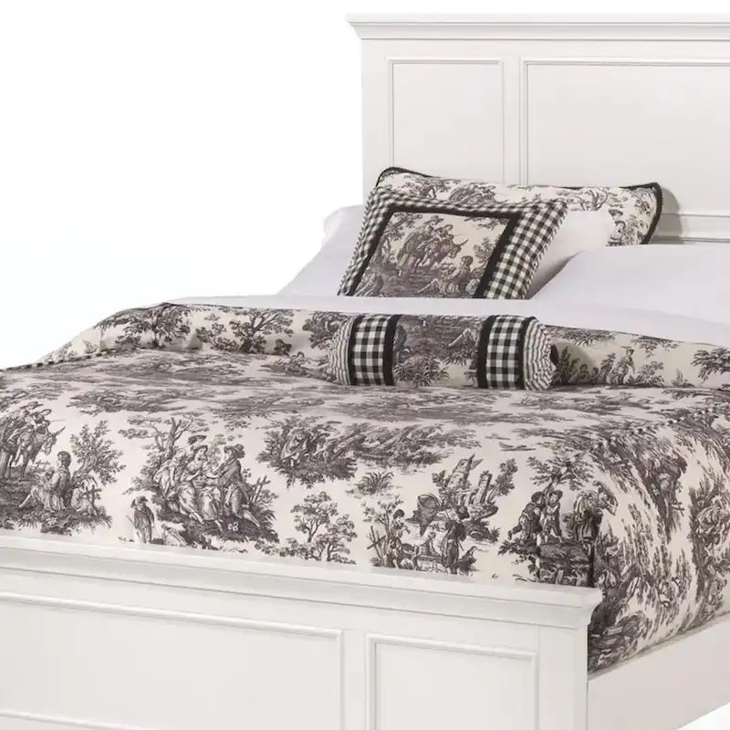 Lit queen en bois blanc cassé Naples Homestyles