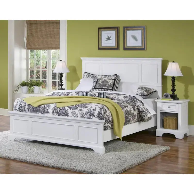 Lit queen en bois blanc cassé Naples Homestyles