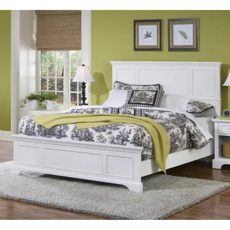 Lit queen en bois blanc cassé Naples Homestyles
