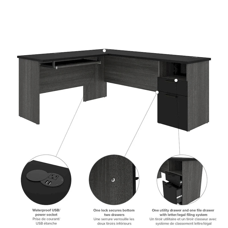 Bureau d'angle avec huche Bestar Norma