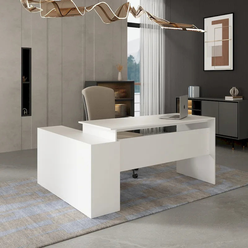 Bureau d'ordinateur Kerrogee, bureau d'angle en forme de L, poste de travail réversible