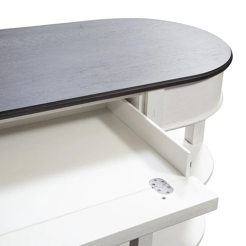 Bureau en L Allyson Park blanc brossé et anthracite