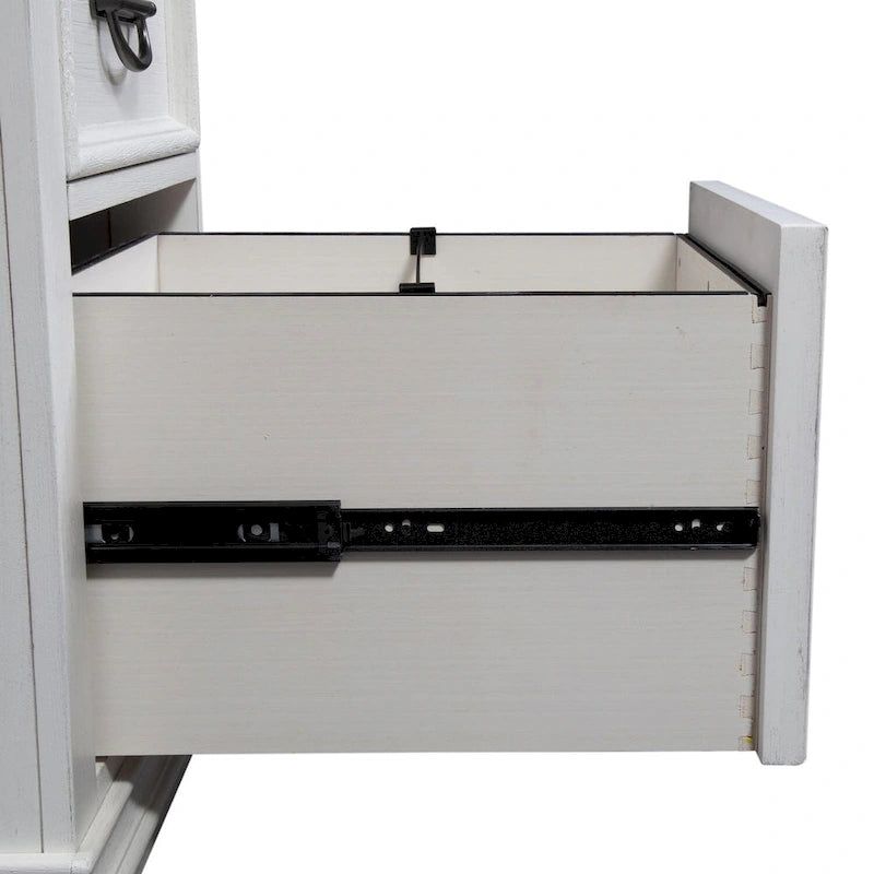 Bureau en L Allyson Park blanc brossé et anthracite