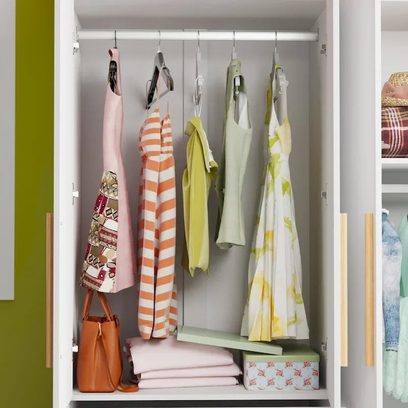 Armoire à 4 portes avec penderie de 63 po (largeur) pour chambre à coucher, meuble de rangement pour vêtements