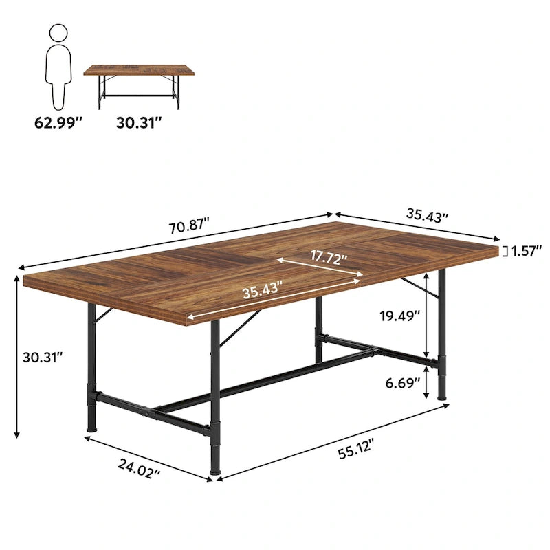 Table de séminaire et de réunion rectangulaire pour salle de conférence, 180 x 90 cm