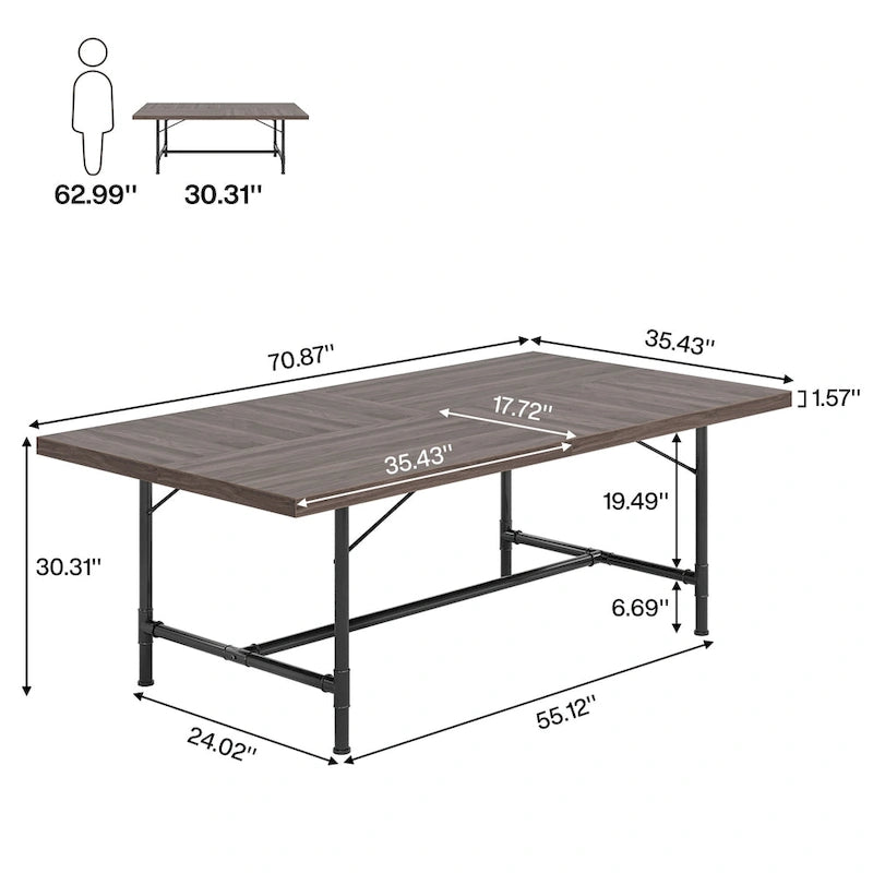 Table de séminaire et de réunion rectangulaire pour salle de conférence, 180 x 90 cm
