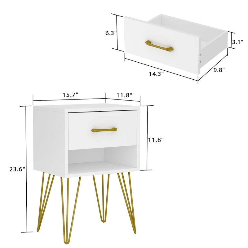 Table de chevet à 1 tiroir avec une étagère ouverte