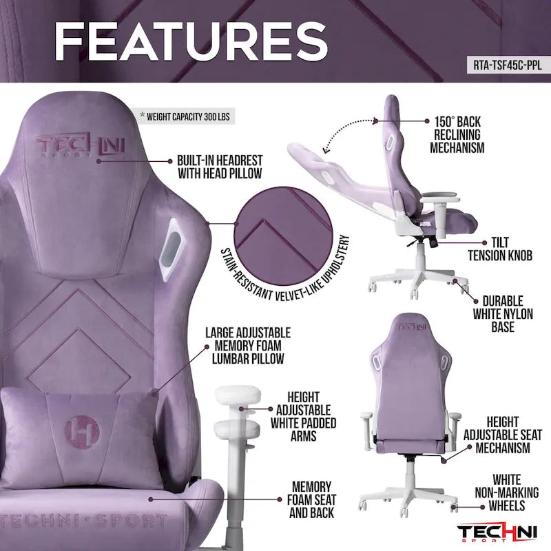 Chaise de jeu en velours à mémoire de forme