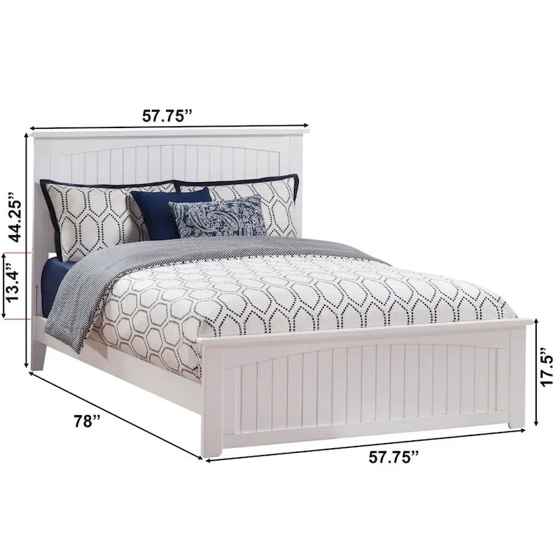 Lit plateforme Nantucket Queen avec pied de lit assorti, blanc