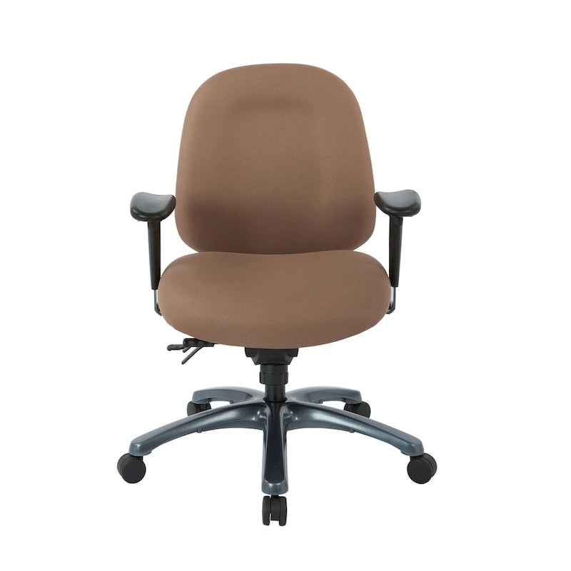 Fauteuil de bureau multifonction à mi-dossier avec glissière d'assise et base en finition titane