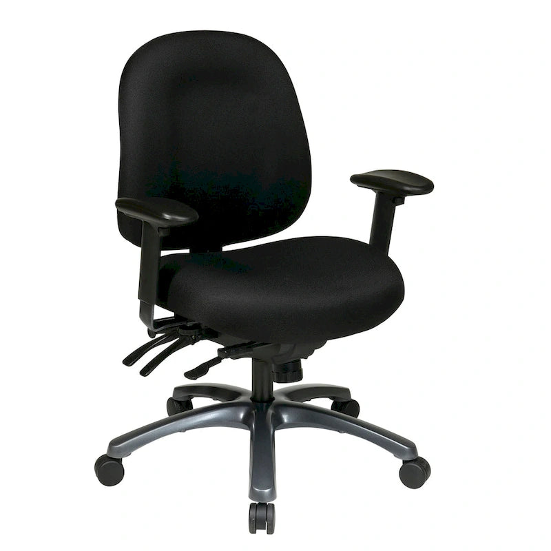 Fauteuil de bureau multifonction à mi-dossier avec glissière d'assise et base en finition titane
