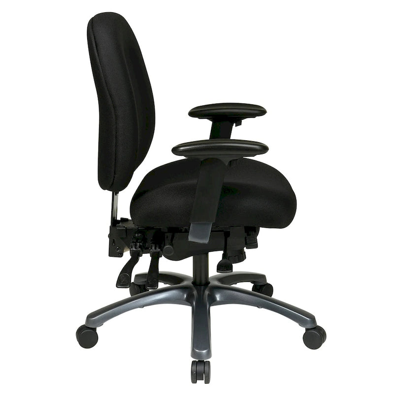 Fauteuil de bureau multifonction à mi-dossier avec glissière d'assise et base en finition titane