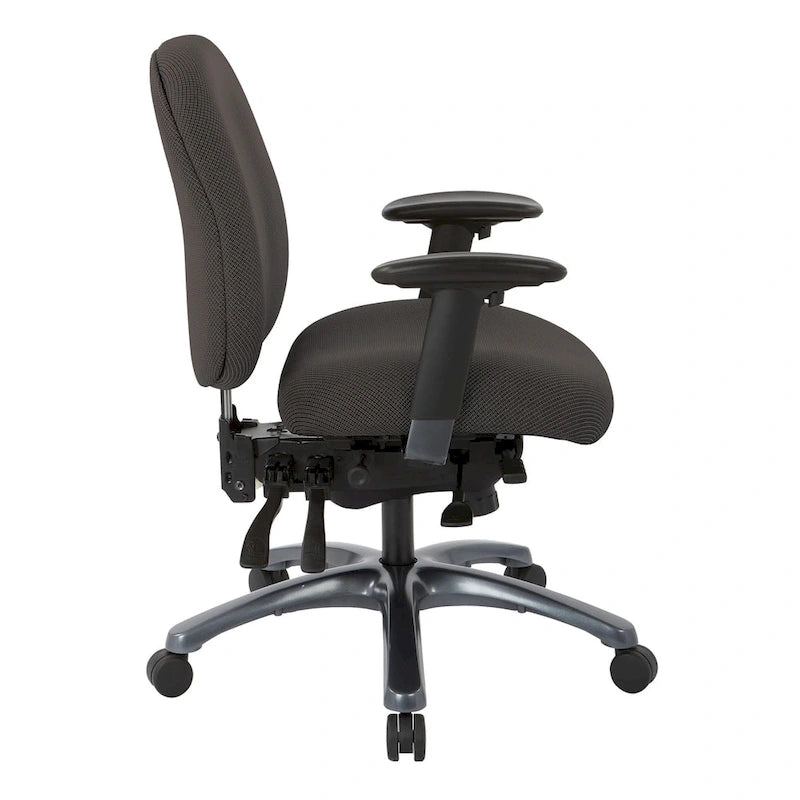 Fauteuil de bureau multifonction à mi-dossier avec glissière d'assise et base en finition titane