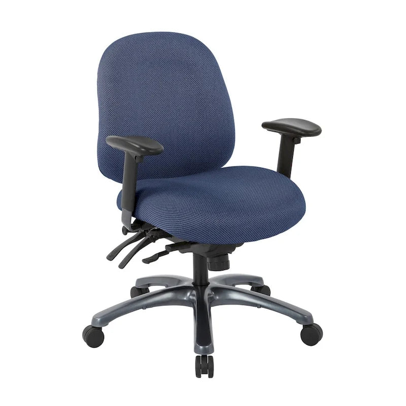 Fauteuil de bureau multifonction à mi-dossier avec glissière d'assise et base en finition titane