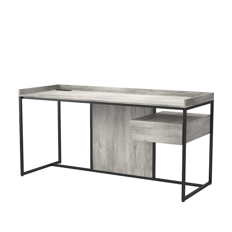 Bureau d'ordinateur industriel Jaxon de 63 pouces en acier avec ports USB par Furniture of America