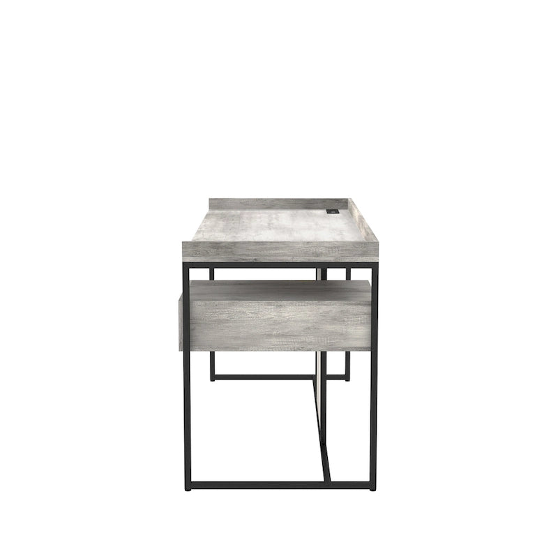Bureau d'ordinateur industriel Jaxon de 63 pouces en acier avec ports USB par Furniture of America