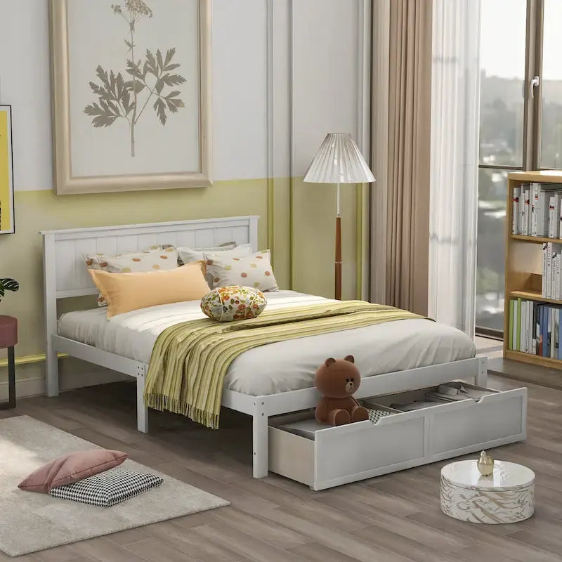 Lit plateforme double avec tiroirs