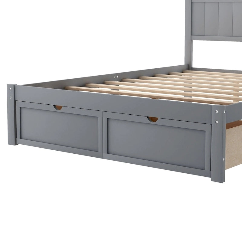 Lit plateforme double avec tiroirs