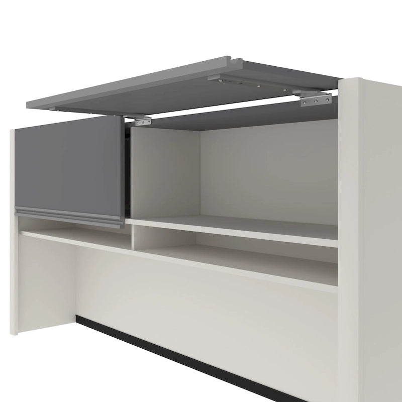 Bureau en L Bestar Connexion 72W avec huche et caisson à tiroirs