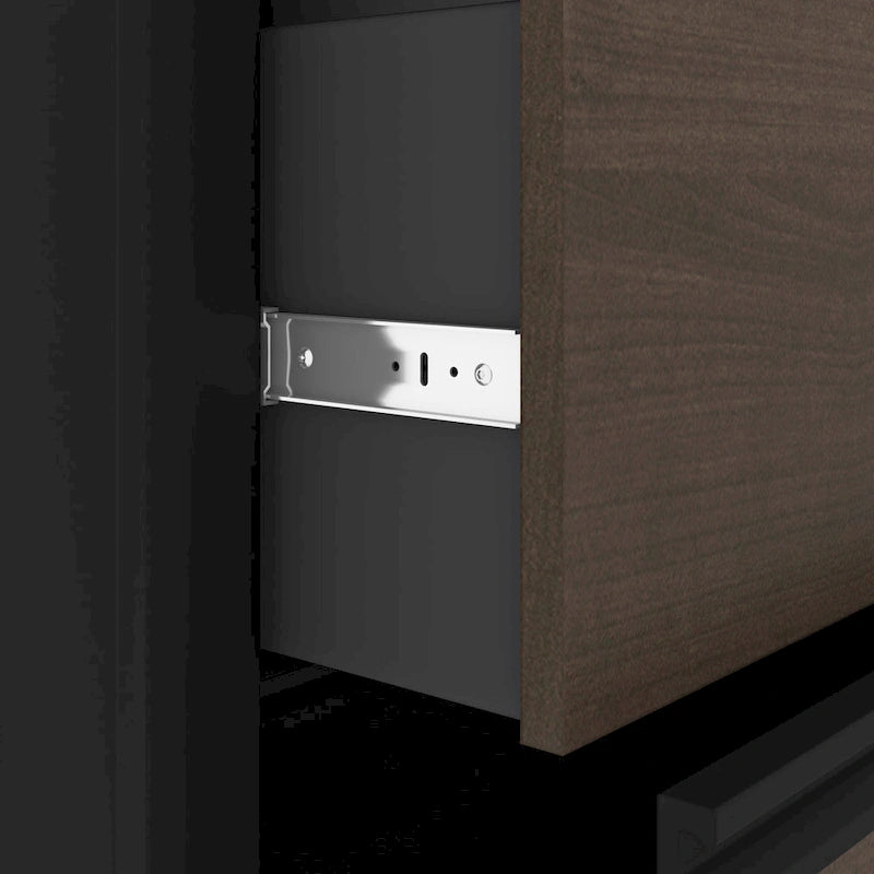 Bureau en L Bestar Connexion 72W avec huche et caisson à tiroirs