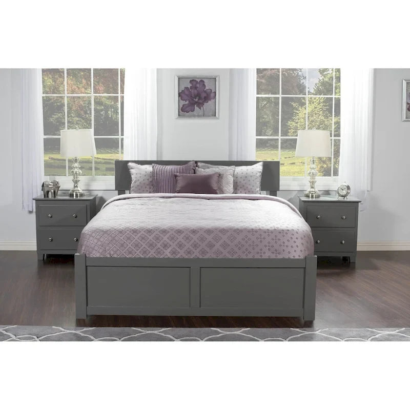 Lit plateforme Orlando King avec 2 tiroirs gris