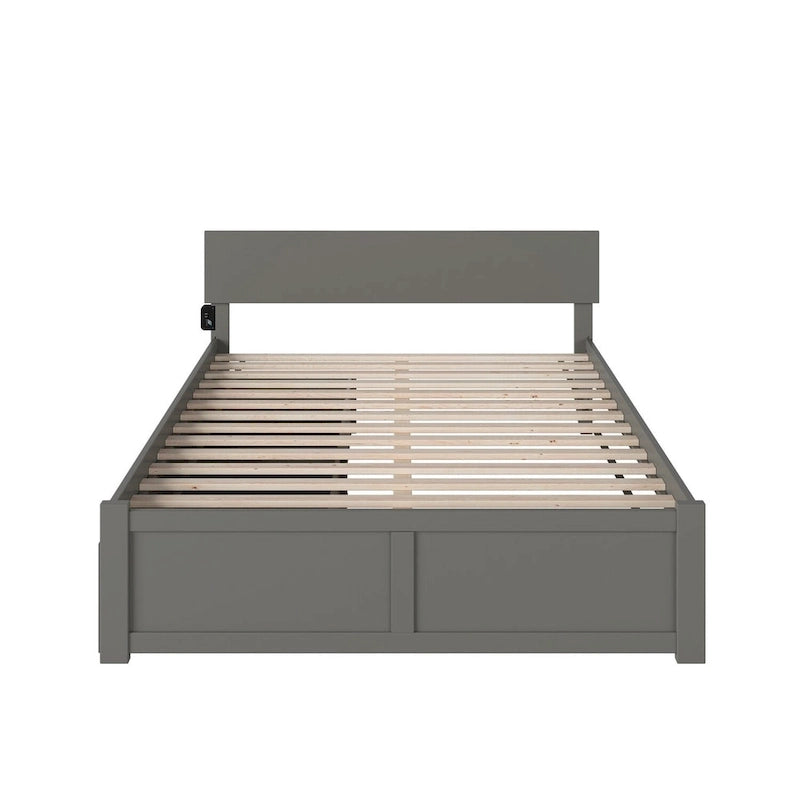 Lit plateforme Orlando King avec 2 tiroirs gris