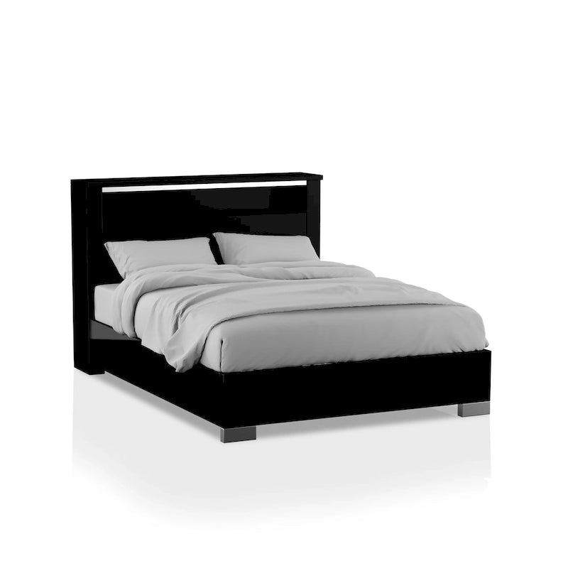 Lit panneau moderne Lofa de Furniture of America, noir, avec DEL