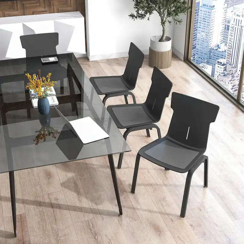 Chaises de bureau empilables modernes noires Mercer (lot de 4) par Furniture of America