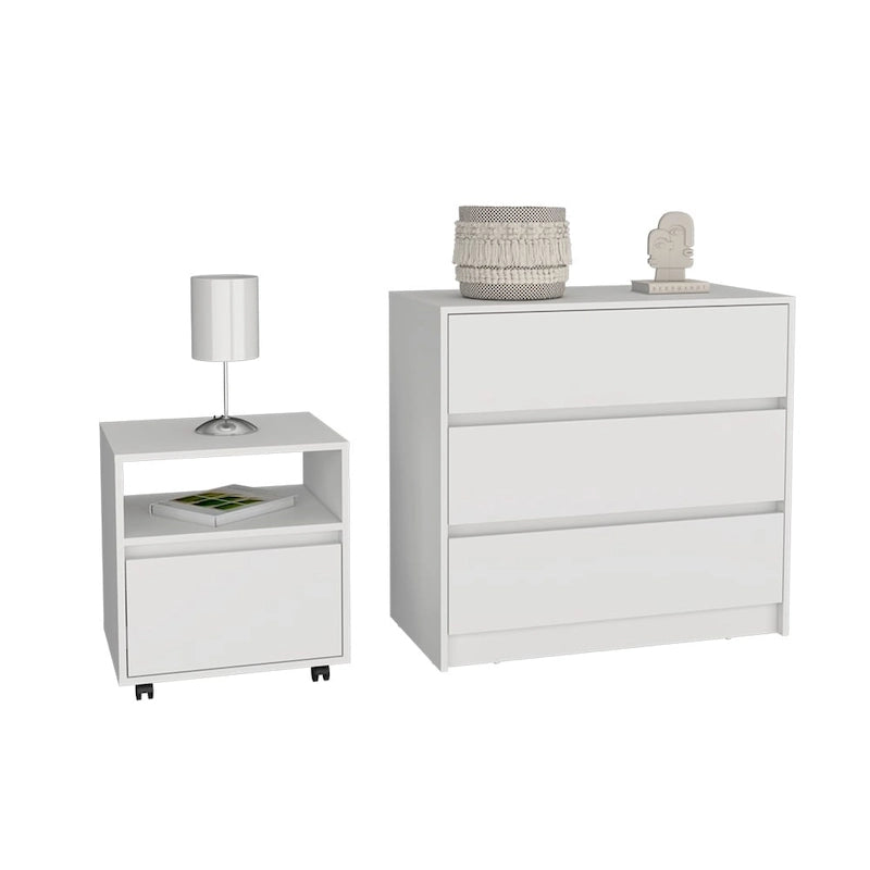 Ensemble de 2 meubles de chambre Milford, table de chevet + commode pour salle de bain, salon, chambre