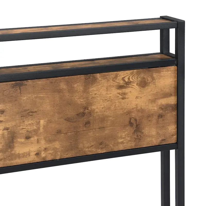 Lordear Lit Plateforme en Métal Queen Size avec Tête et Pied de Lit en Bois et Doublure USB