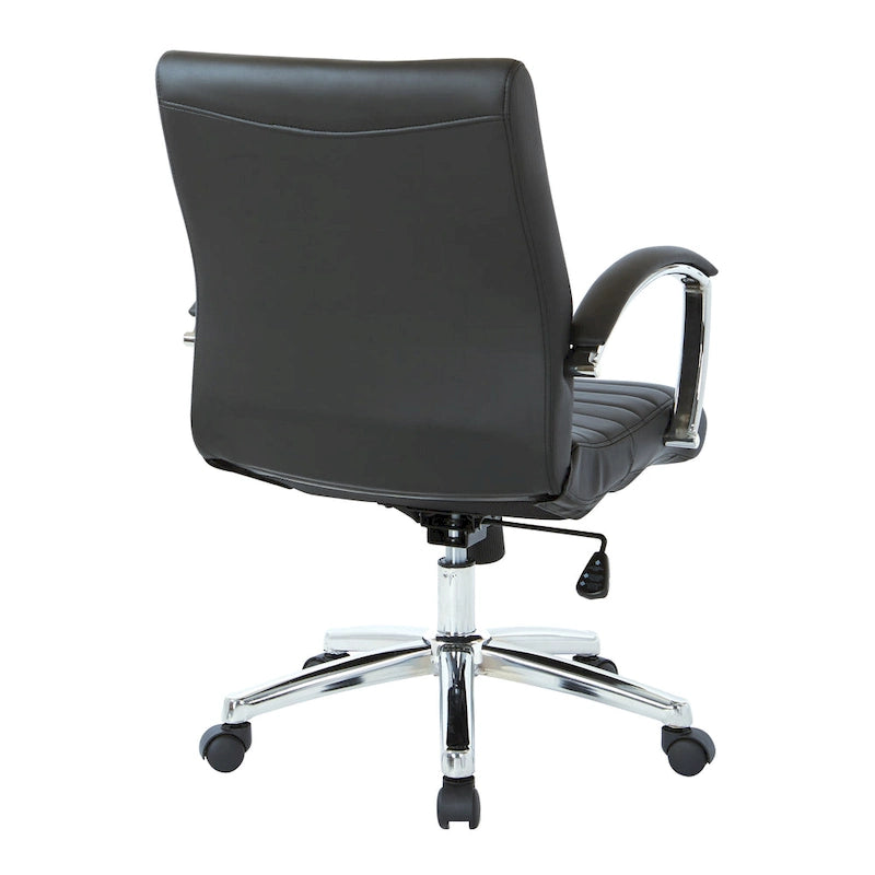 Chaise de bureau à dossier bas en similicuir avec accoudoirs et piètement chromés - individuelle