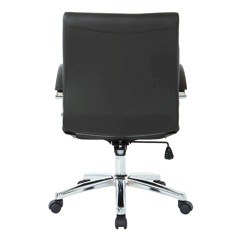 Chaise de bureau à dossier bas en similicuir avec accoudoirs et piètement chromés - individuelle
