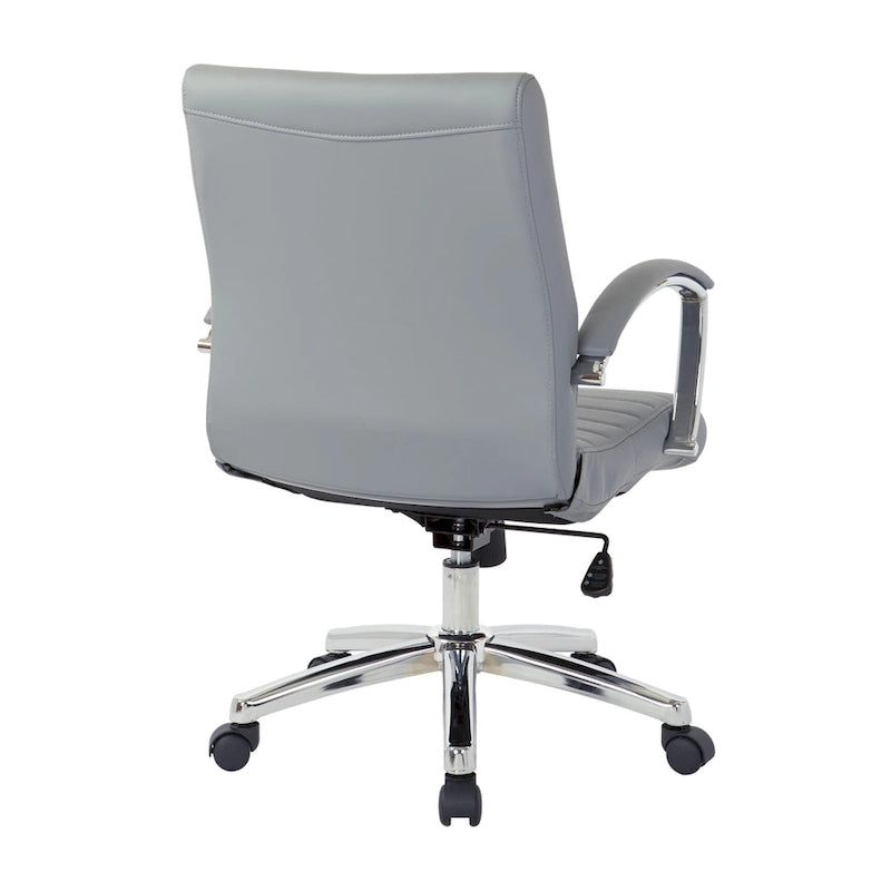 Chaise de bureau à dossier bas en similicuir avec accoudoirs et piètement chromés - individuelle