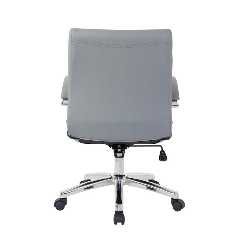 Chaise de bureau à dossier bas en similicuir avec accoudoirs et piètement chromés - individuelle