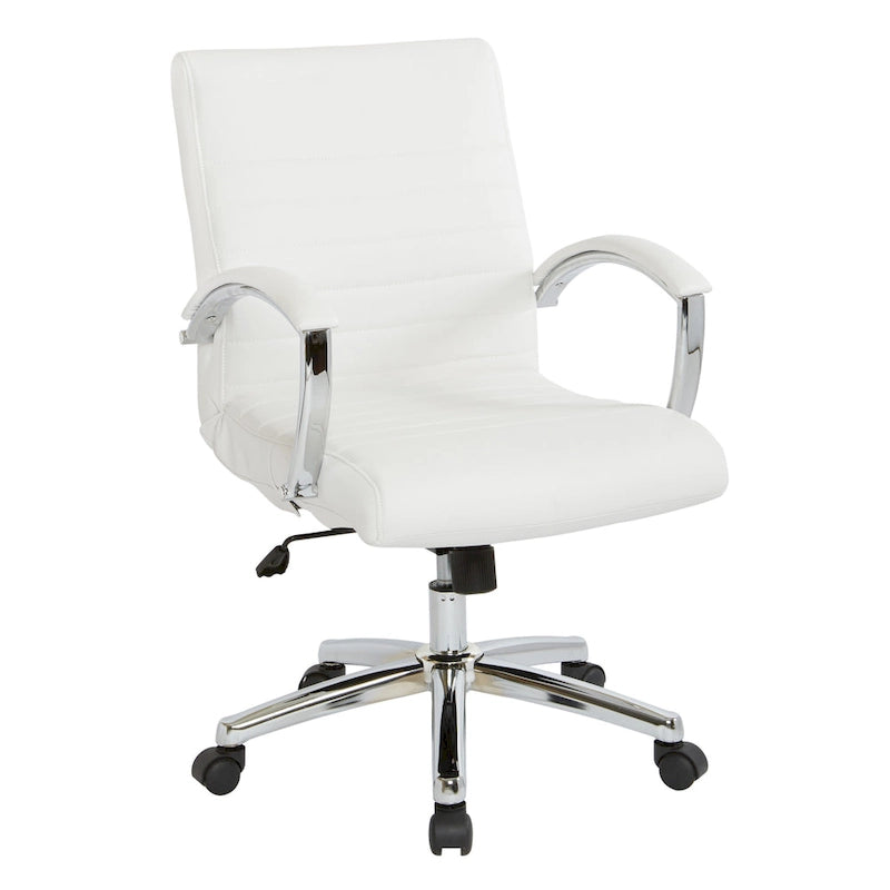 Chaise de bureau à dossier bas en similicuir avec accoudoirs et piètement chromés - individuelle