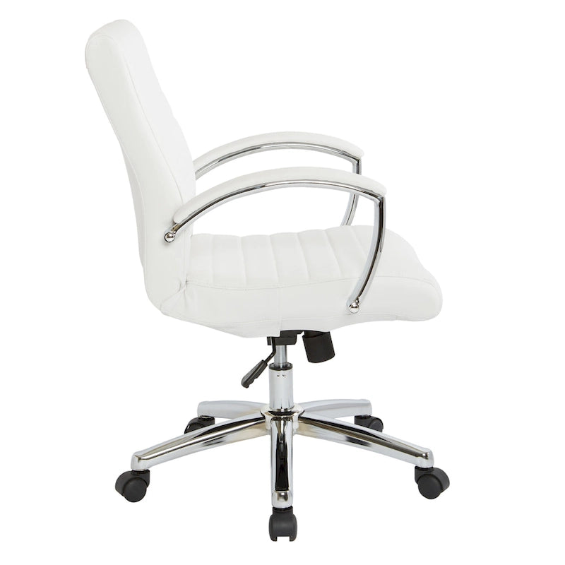 Chaise de bureau à dossier bas en similicuir avec accoudoirs et piètement chromés - individuelle
