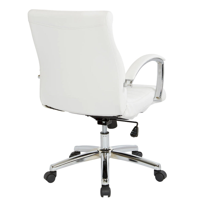 Chaise de bureau à dossier bas en similicuir avec accoudoirs et piètement chromés - individuelle