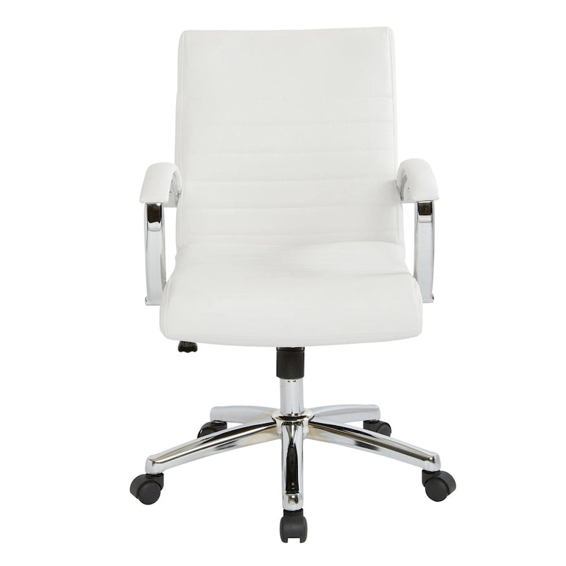 Chaise de bureau à dossier bas en similicuir avec accoudoirs et piètement chromés - individuelle